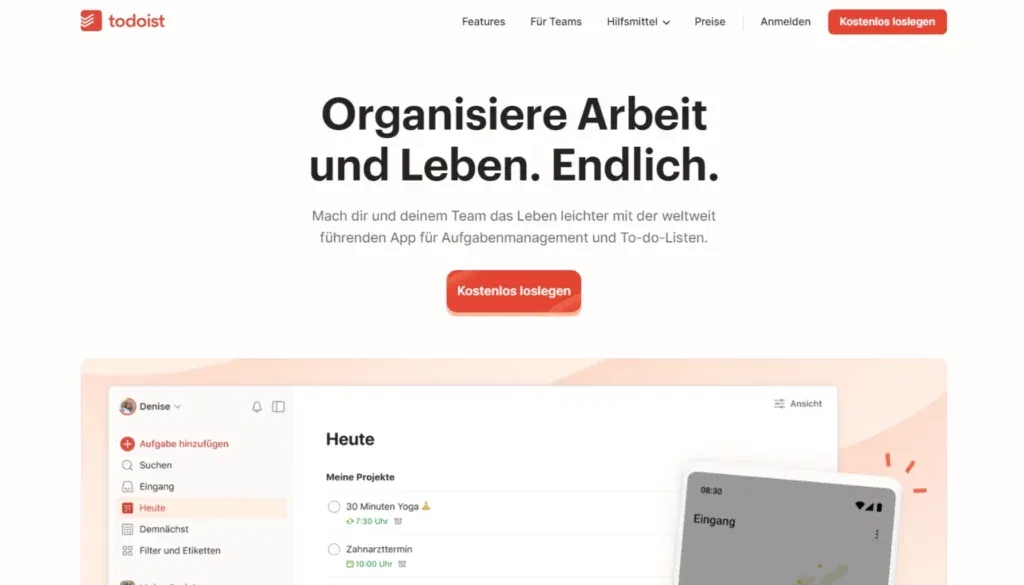 Aufgabenpriorisierung - Todoist