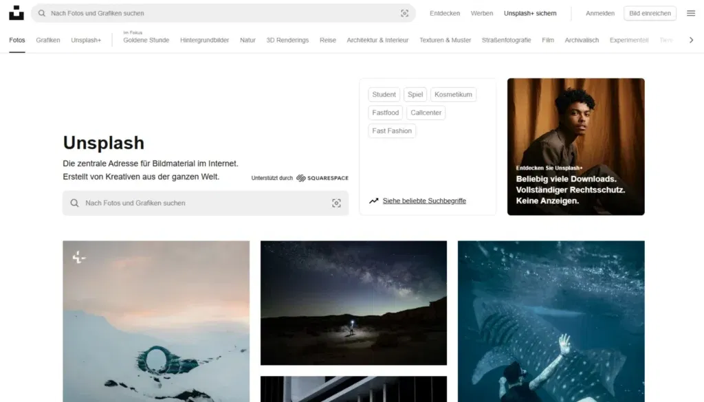 Unsplash - Stockfotos von Bilddatenbanken beziehen
