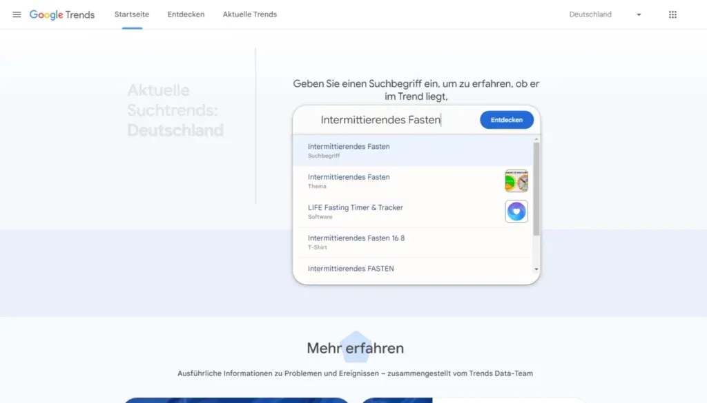 E-Book schreiben - Mit Google Trends aktuelle Entwicklungen entdecken