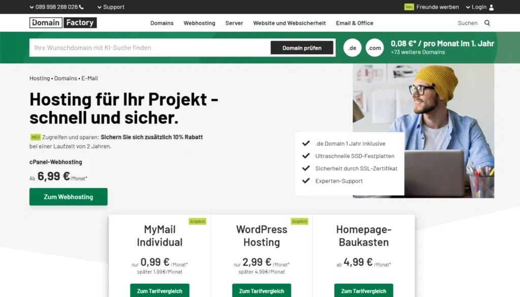 Webhosting-Vergleich - DomainFactory