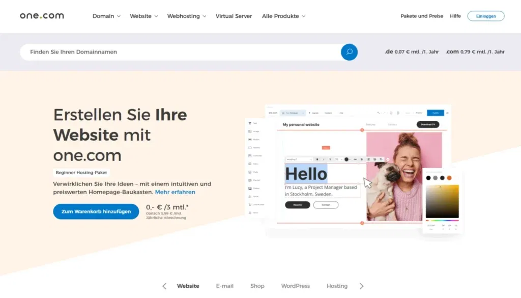 Webhosting-Vergleich - one.com