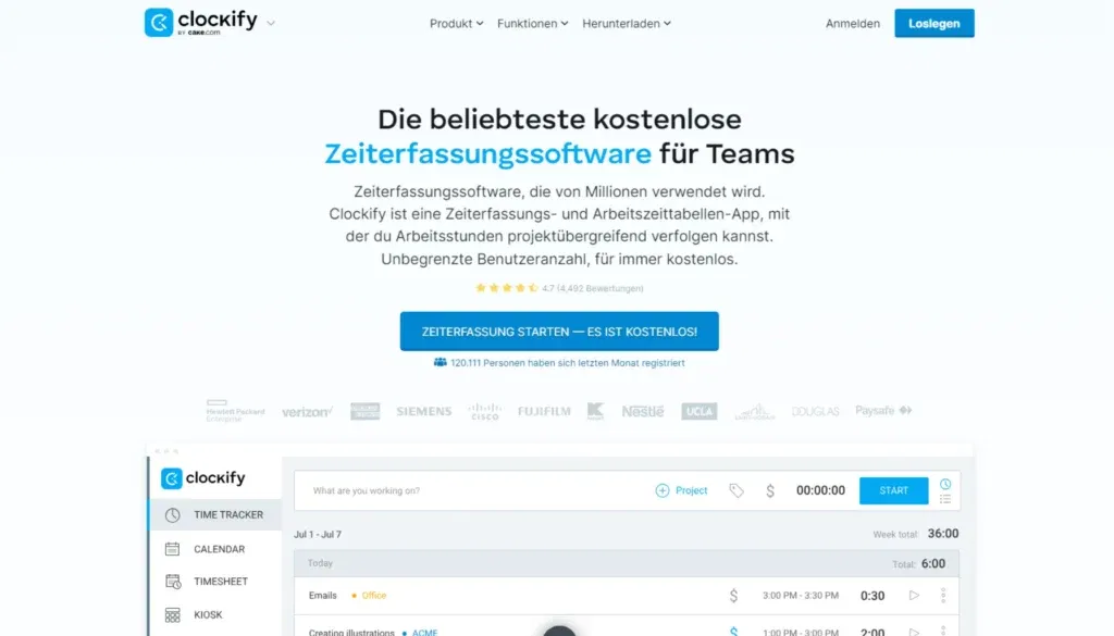 Zeitmanagement - Clockify