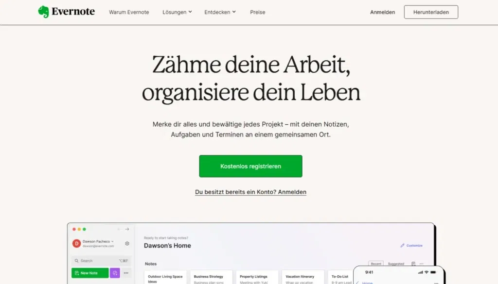 Zeitmanagement - Evernote